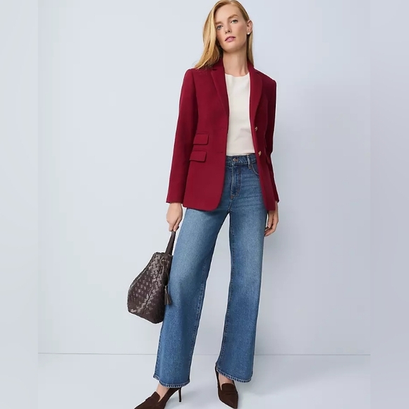 Ann Taylor The Greenwich Blazer in Cherry Pie Cool Red 14 - Picture 5 of 5